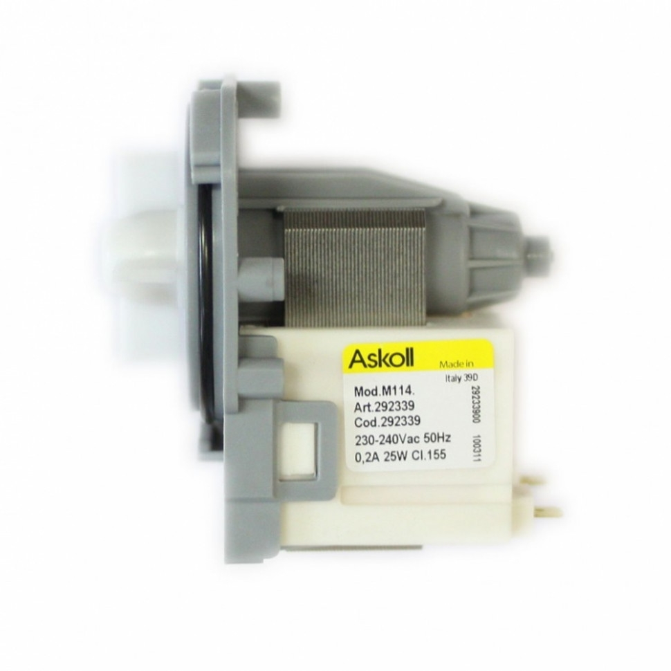 Сливной насос (помпа) для стиральной машины Electrolux, Zanussi, AEG, Askoll M114, 25W/40W, 3 защёлки, Р004