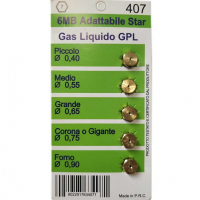 Набор жиклеров резьба M6, малый 0,4, средний 0,55, большой 0,65, крупный 0,75, духовки 0,9, cod 007, для Ariston, Zanussi, W0407