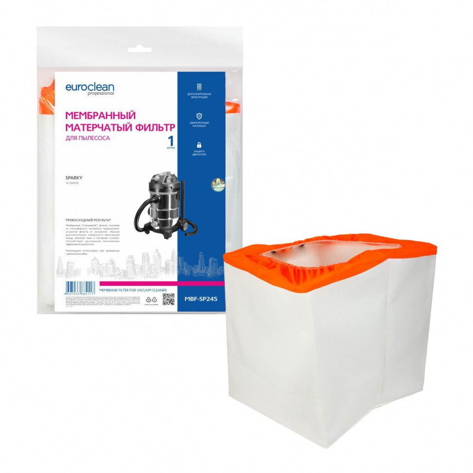 Фильтр для пылесосов Sparky, мембранный, матерчатый, Euroclean, MBF-SP245NZ