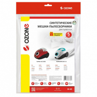 Мешки-пылесборники для пылесосов BQ, Centek, Delta синтетические, 5 шт + микрофильтр, Ozone, M-48NZ