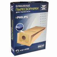 Комплект мешков PH-01 для пылесосов Philips, с одним микрофильтром, v1044 Комплект мешков PH-01 для пылесосов Philips, с одним микрофильтром, v1044